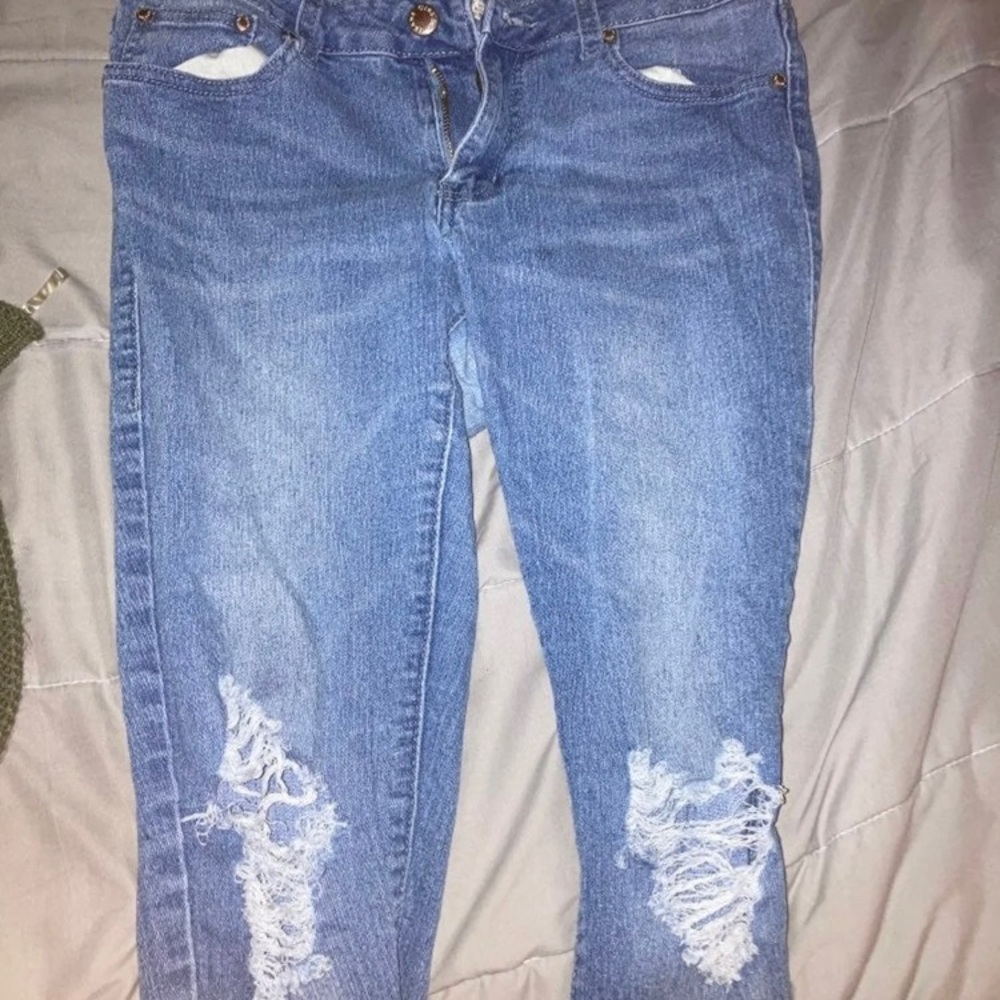 Vins Me ripped light blue skinny jeans